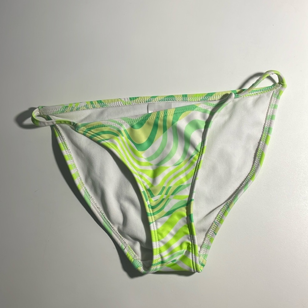 wavy green striped swimsuit bottom